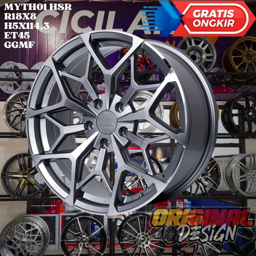Velg Mobil Ring 18 HSR MYTH01 R18 LEBAR 8 LOBANG BAUT 5 ET45 GREY POLISH