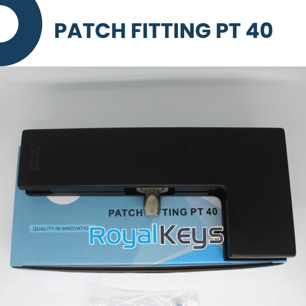 Patch Fitting PT 40 Hitam Davinci Penjepit Engsel Pintu Kaca Atas L