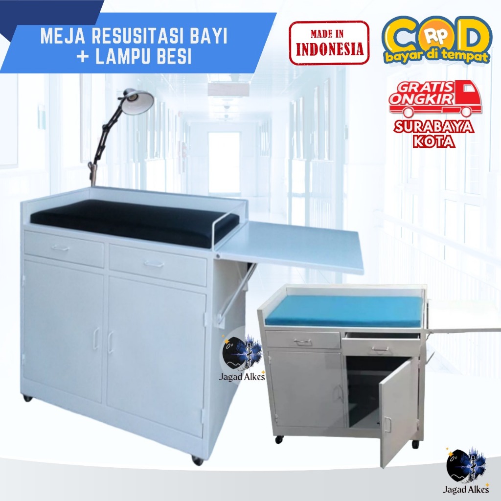 Meja Resusitasi Bayi Dengan Lampu Besi
