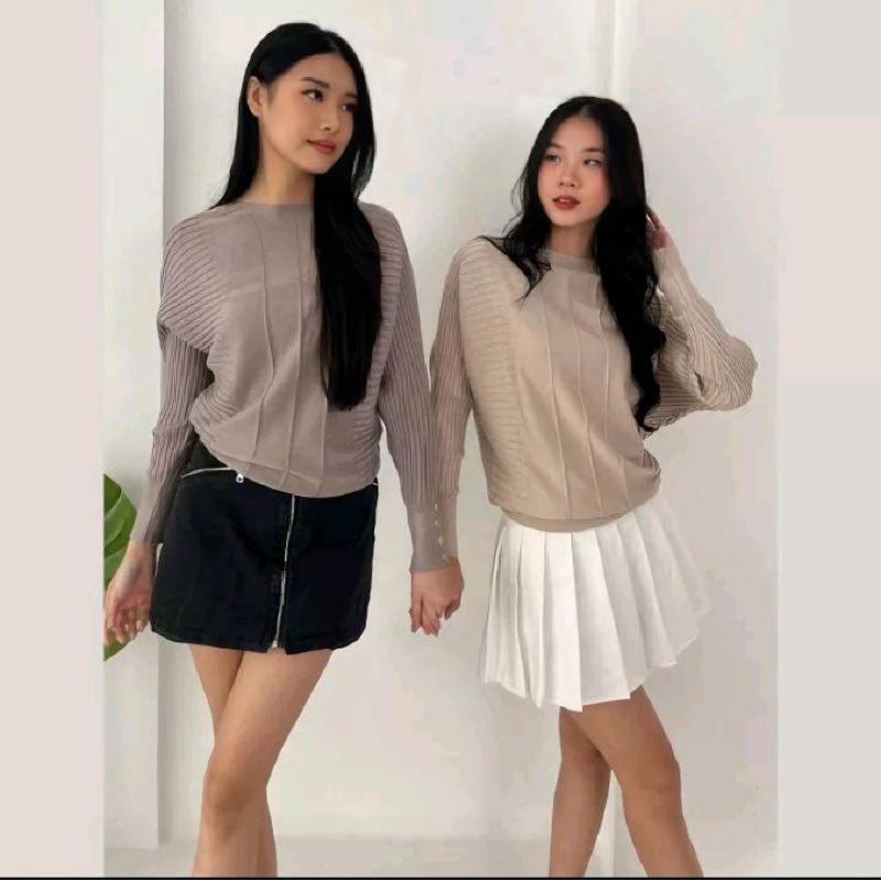 Fateeha - Blouse Rajut Halus Tebal Batwing import premium berkualitas
