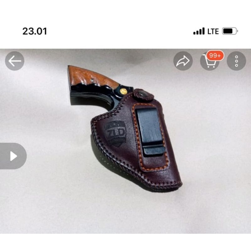 HOLSTER REVOLVER POLRI SARUNG SENJATA KULIT BERKUALITAS MODEL LUAR/ PINGGANG