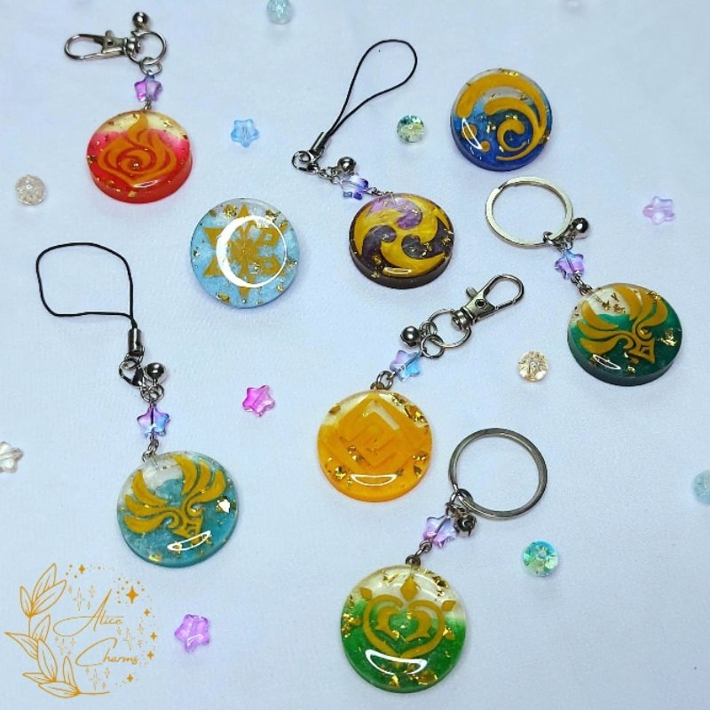 Keychain/Ganci, Gantungan/Strap Handphone, Pin/Bros Resin Vision Genshin Impact Type C