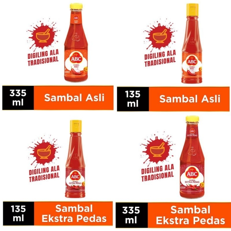 

Saos ABC sambal asli/ extra pedas 135/335 ml