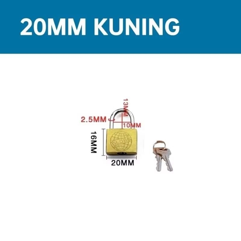 Gembok Koper/gembok mini Gembok anti karat stainless steel warna KUNINGcocok untuk koper/gembok keci