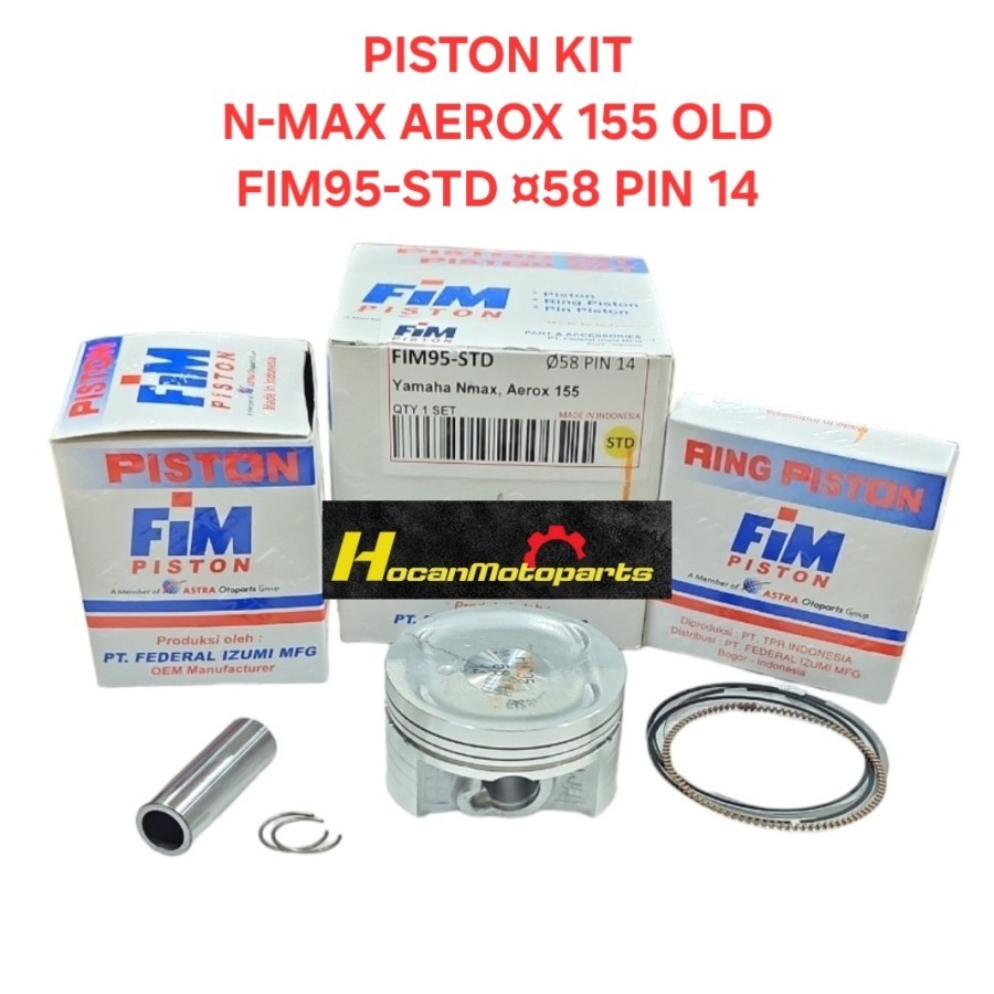 PISTON KIT SEHER SET FIM95 STANDAR 58 PIN 14 N-MAX N MAX 155 AEROX LAMA 155 BEST QUALITY