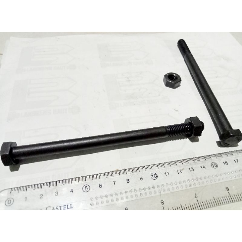 Baut Mur BAJA M10 X 150 / 15cm Kunci 17 Hitam M10x150
