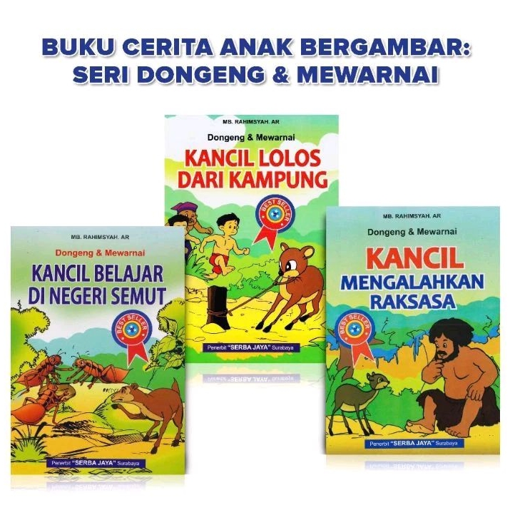 Buku Cerita anak bergambar seri dongeng dan mewarnai 24 halaman