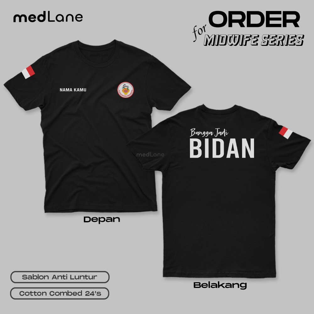 KAOS BANGGA BIDAN IBI INDONESIA GRATIS NAMA TEBAL LENGAN PENDEK