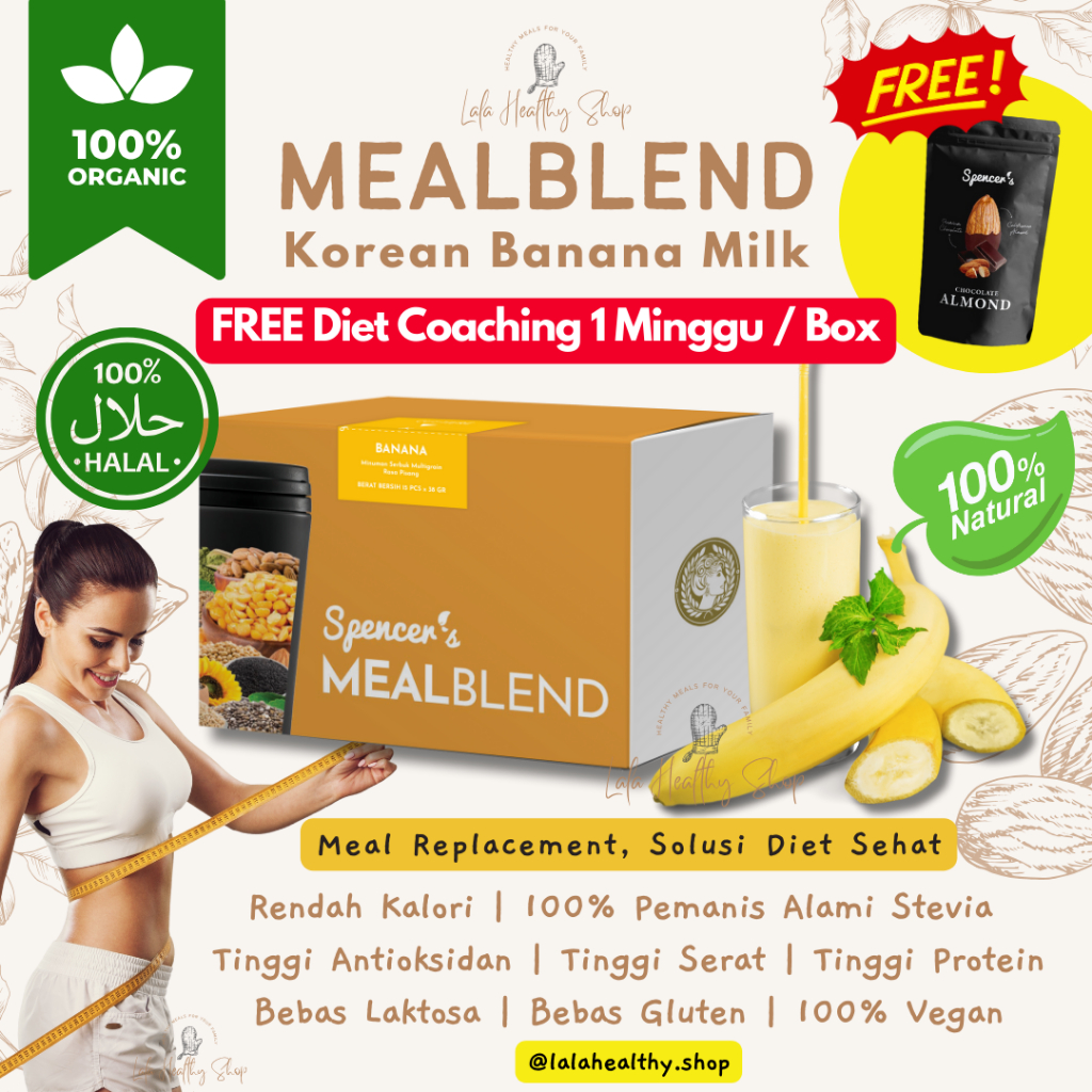 

[PROMO] Spencer's MEALBLEND Korean Banana Milk (15pcs) + FREE Slim Coaching & Konsultasi | Pengganti Makanan Sehat Bernutrisi Spencers MEAL BLEND