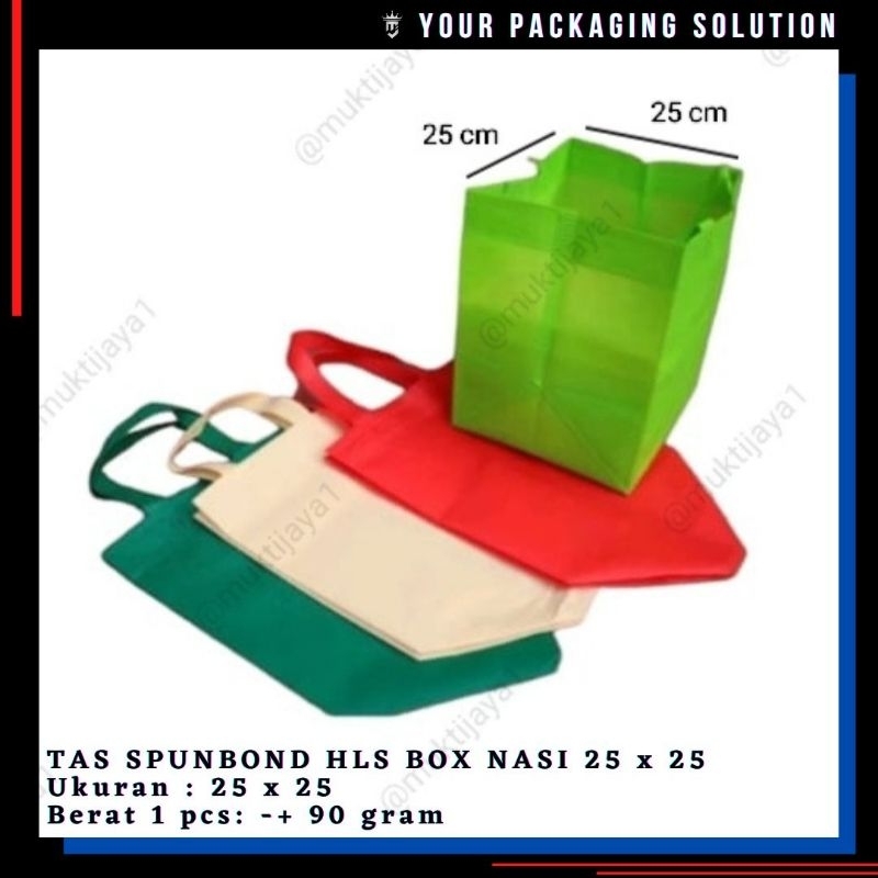 

TAS KOTAK NASI 25x25cm HLS BOX AUTO PRES POLOS ~ Spunbond HBPA ll Goodie Bag ll Tas Kain ll Tas