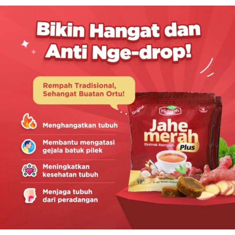 

Jahe Merah Hidayah Plus Ekstrak Rempah isi 10 Sachet