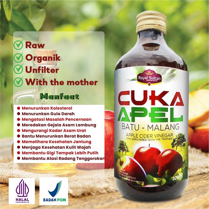 

Cuka Apel Batu Malang Royal Sultan 320ml | Apple Cider Vinegar With Mother