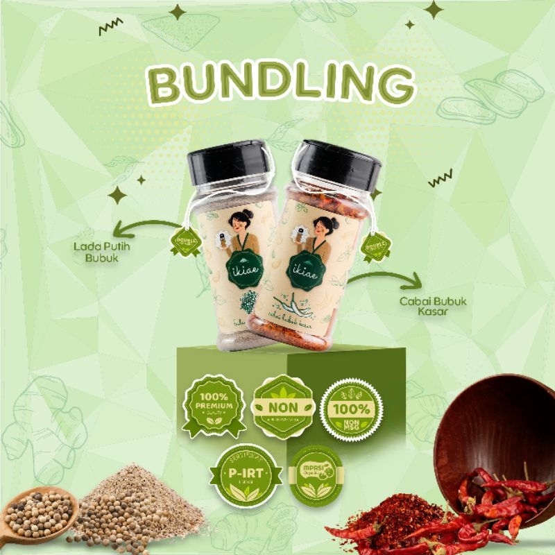 

Cabai Bubuk Kasar & Lada Putih Bubuk / Bumbu Botol / Premium Quality / BUNDLING IKIAE