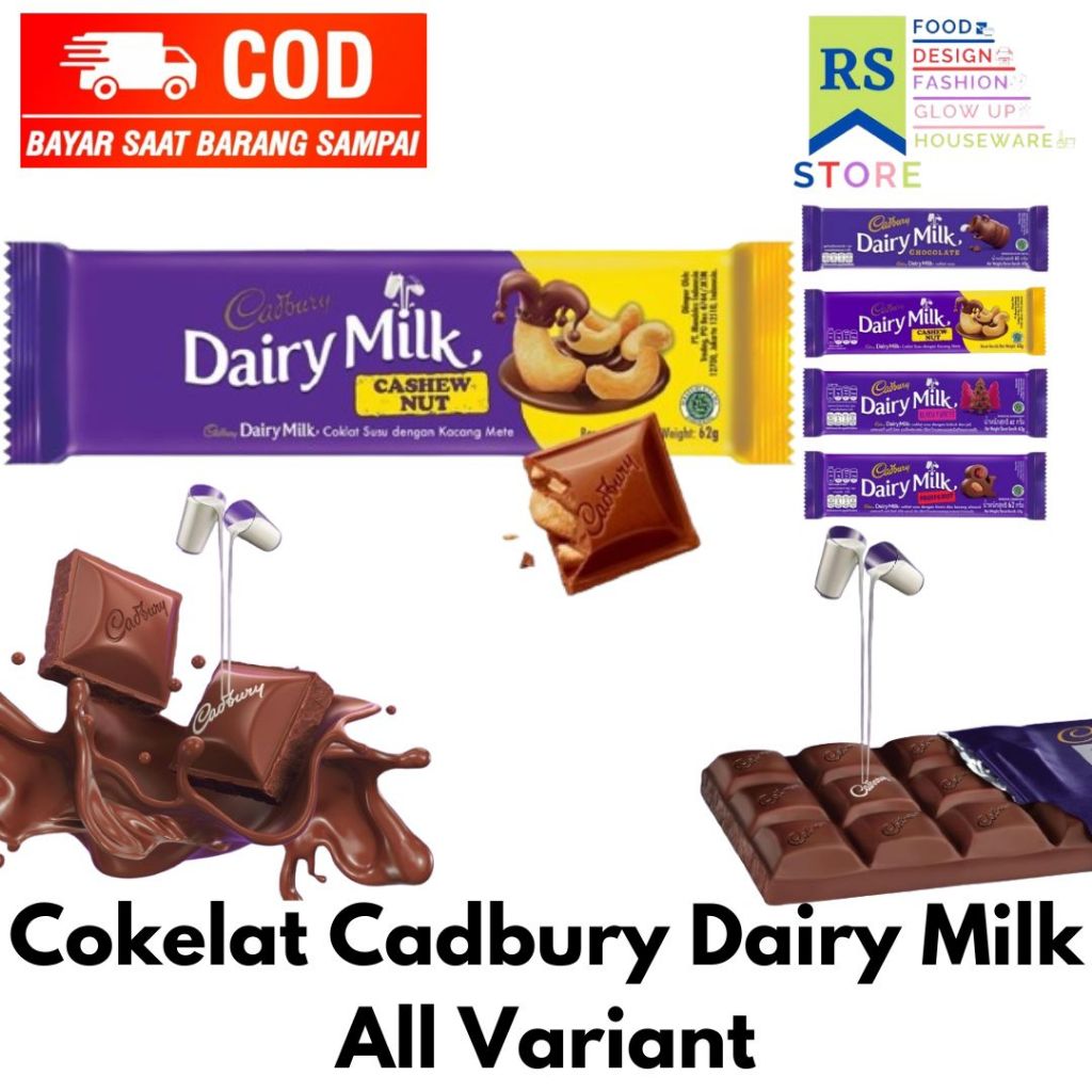 

cadbury dairy milk 62gr 65gr chocolate promo termurah halal / cadbury diary milk coklat cadbury 62g all variant expire date aman / cadbury coklat cashew nut regular 62g untuk camilan / coklat dan susu yang lembut