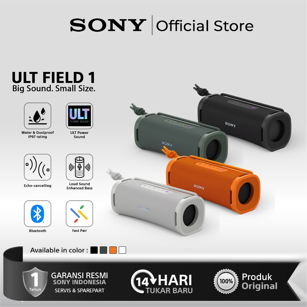 Sony SRS-ULT10 ULT FIELD 1 Bluetooth Speaker - Portable, IP67 Waterproof, Bass Boost