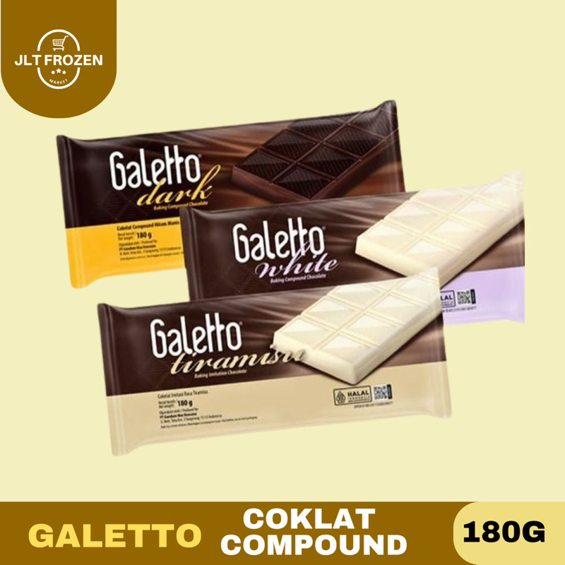 

Galetto Chocolate Compound / Coklat Batang Bahan Kue / Dark / White / Tiramisu - 180g