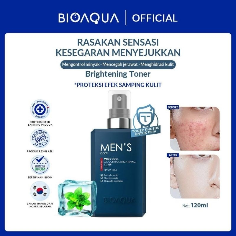 BIOAQUA Skincare Pria Pemutih Wajah Men's Skincare Oil Control & Memudarkan Bekas Jerawat Perawatan 