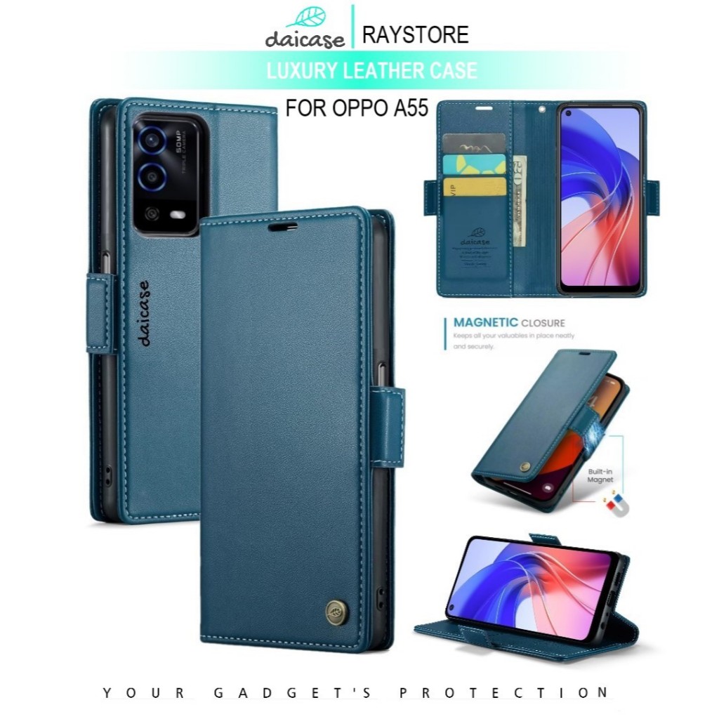 OPPO A55 FLIP LEATHER CASE PREMIUM-FLIP WALLET CASE UNTUK OPPO A55