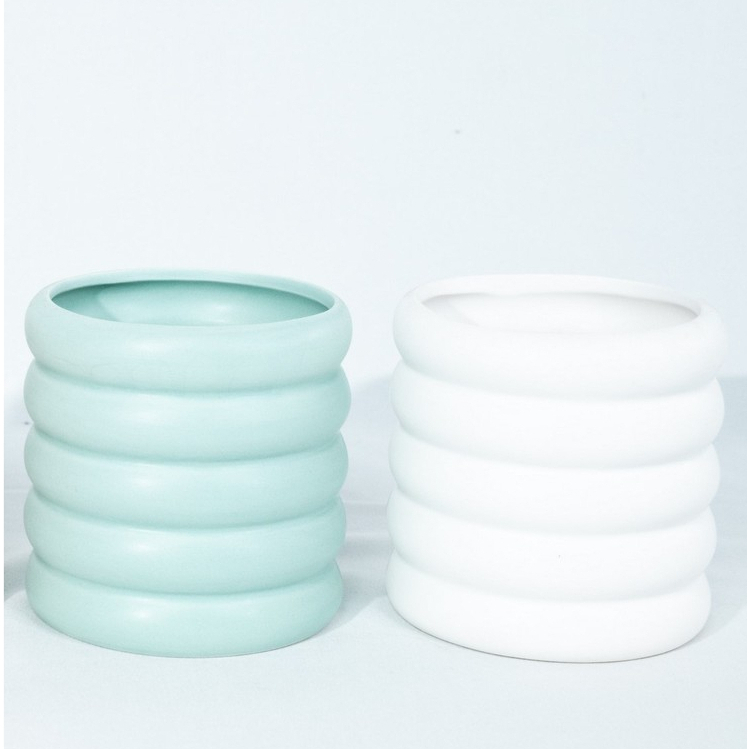 Pot Keramik pot tanaman hias model bulat ulir