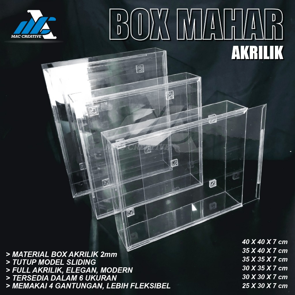 

BOX AKRILIK SLIDING, BOX MAHAR AKRILIK FULL, KOTAK MAHAR FULL AKRILIK, UKURAN LENGKAP