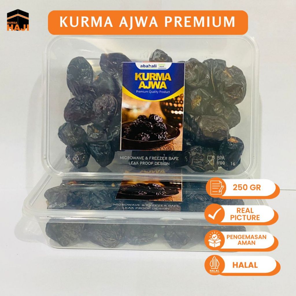 

Kurma Ajwa Premium 250 gram Original Madinah Kurma Nabi Asli Terenak dan Murah Oleh Oleh Haji dan Umroh - KURMA AJWA 250GR