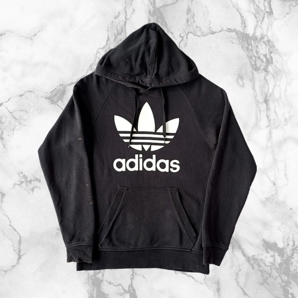 HOODIE ADIDAS TREFOIL LOGO, SIZE M (SECOND BRANDED) HITAM, HD0060