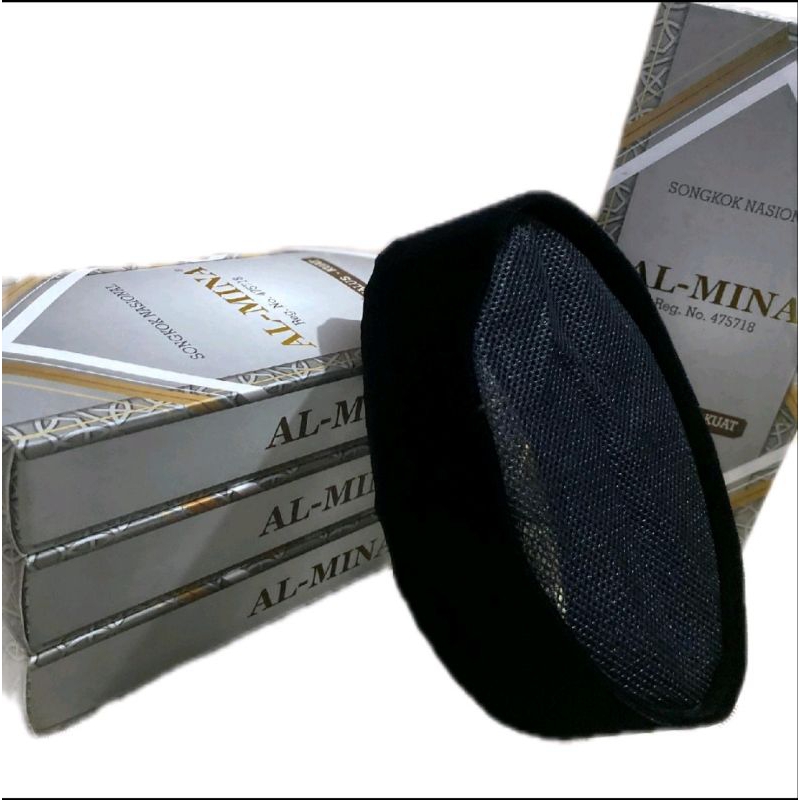 Full AC /Jaring Peci Songkok Hitam Polos Kopiah Al Mina