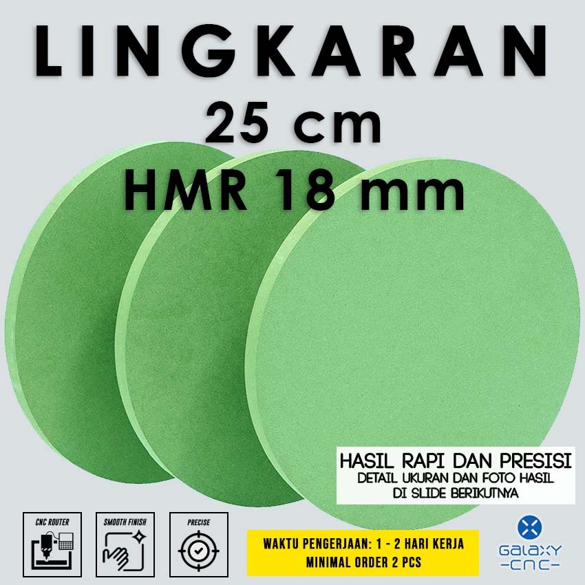Lingkaran 25 cm - HMR 18 mm - MDF hijau / papan kayu