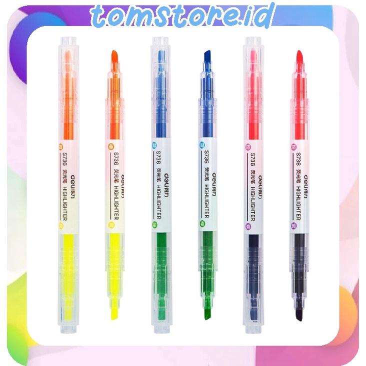

SALE TOMSTOREID S1 Highlighter Ujung 2 Warna Marker Pen Alat Tulis Penanda Berwarna 2 Tip Warna