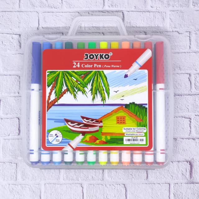

TERBATAS Spidol 24 warna washable wipe clean joyko CLP 5