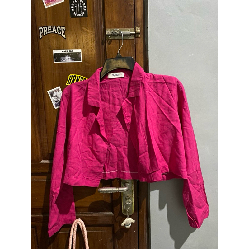 PRELOVED CROP TOP PINK FUSCHIA OUTER