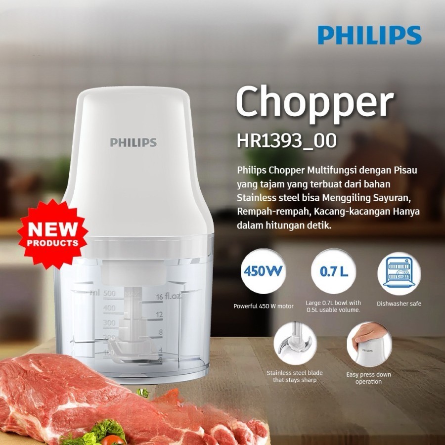 PHILIPS HR1393/00 Chopper Electric 700mL HR1393 HR 1393 Garansi Resmi BATAM
