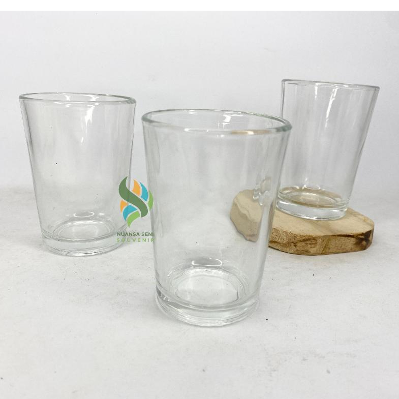 Souvenir Gelas Minum Jamu Cup Kaca Kecil Gelas Cangkir Kopi Tumbler Beling Bening Polos