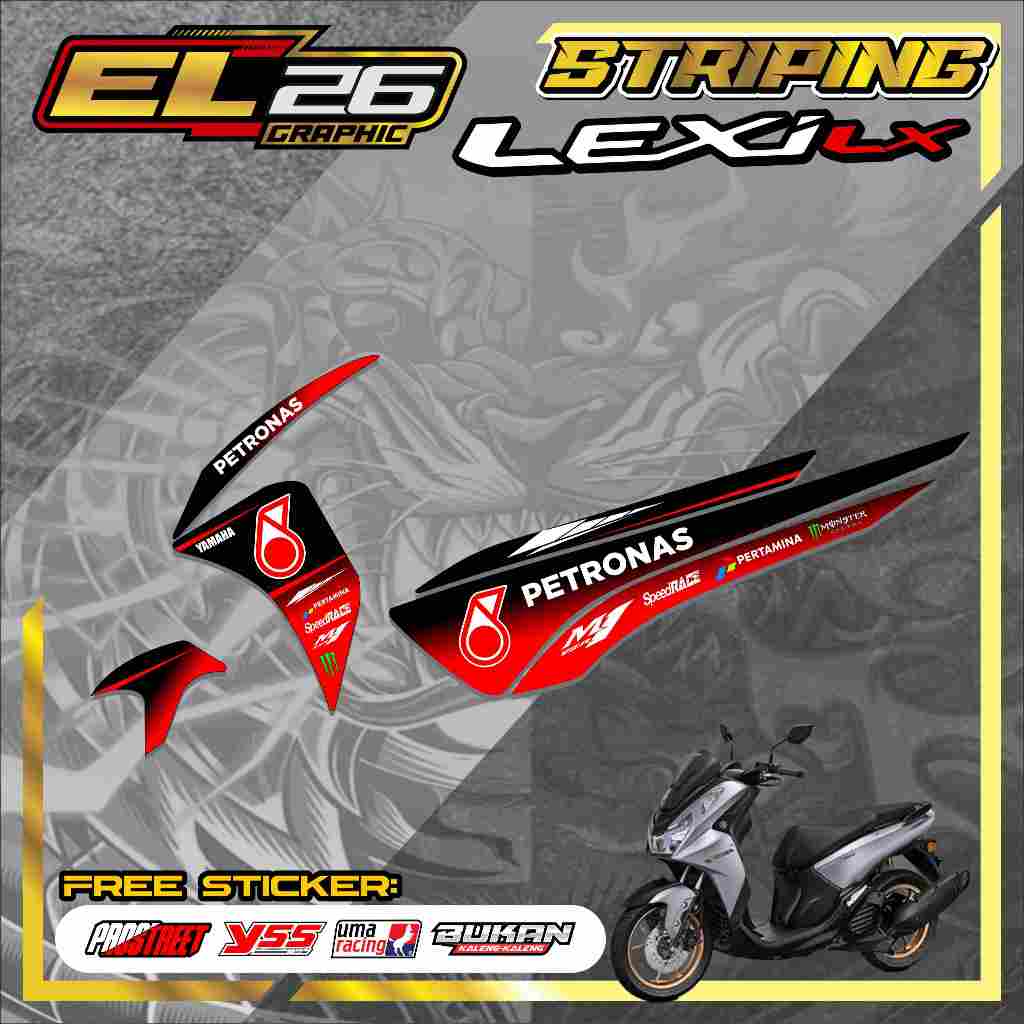264 STRIPING STICKER YAMAHA LEXI LX 155 - STICKER YAMAHA LEXI LX 155 MOTIF PETRONAS