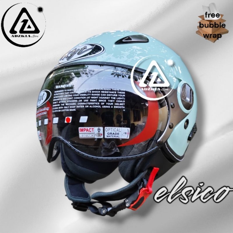 HELM KYT ELSICO SOLID/POLOS SAGE GREEN|HELM HALF FACE RETRO CLASSIC