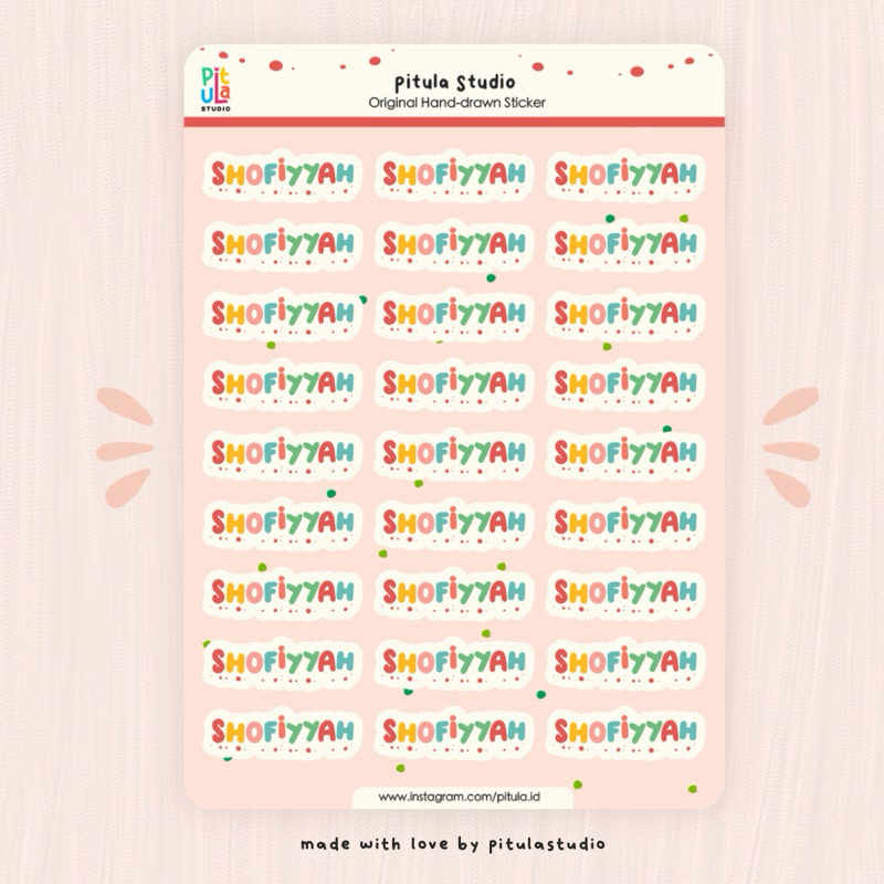 

Stiker Nama Waterproof / Stiker Label Nama - Hawwa (Palette Colour) by Pitula Studio