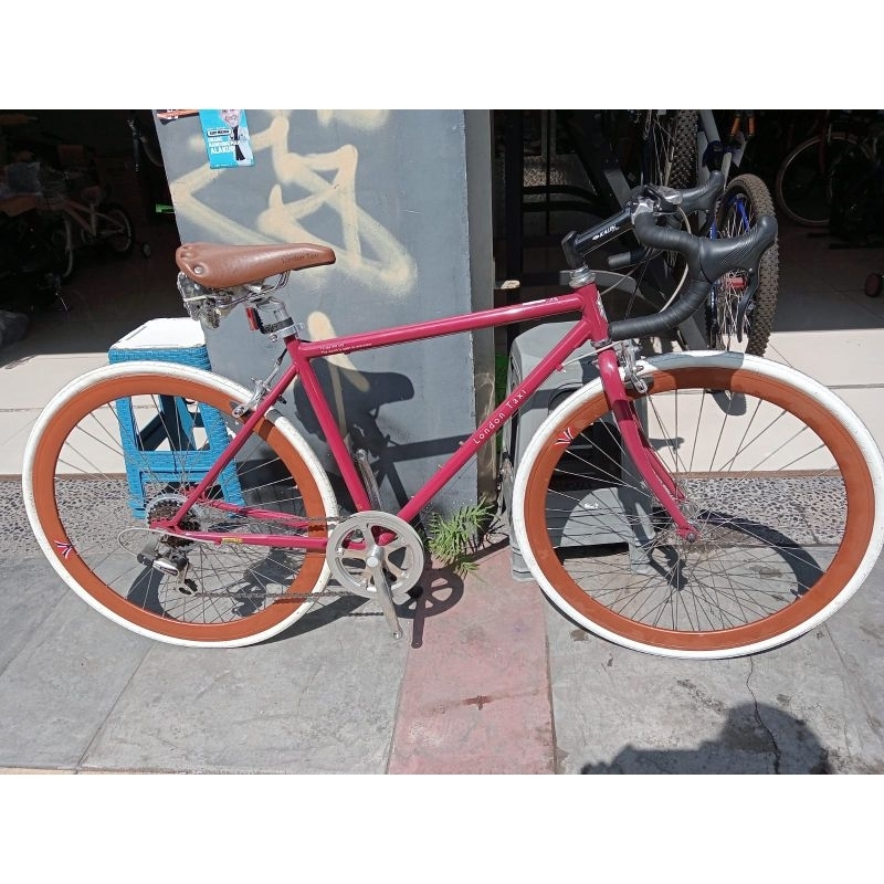 Sepeda Balap Roadbike London Taxi 700c 6 Speed Red Original Rim Brake