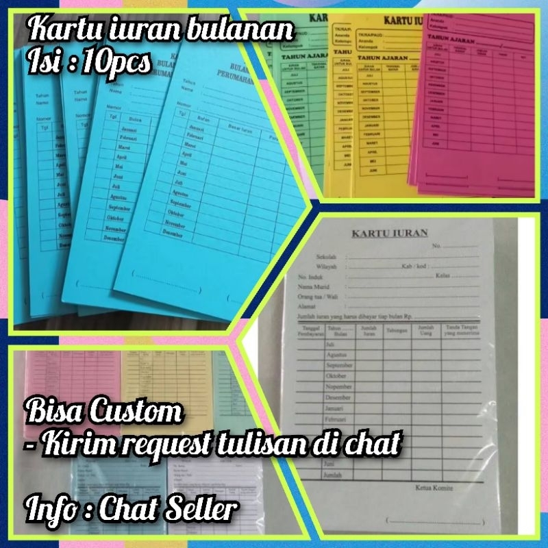

Kartu iuran sekolah, pesantren, listrik (10pcs)