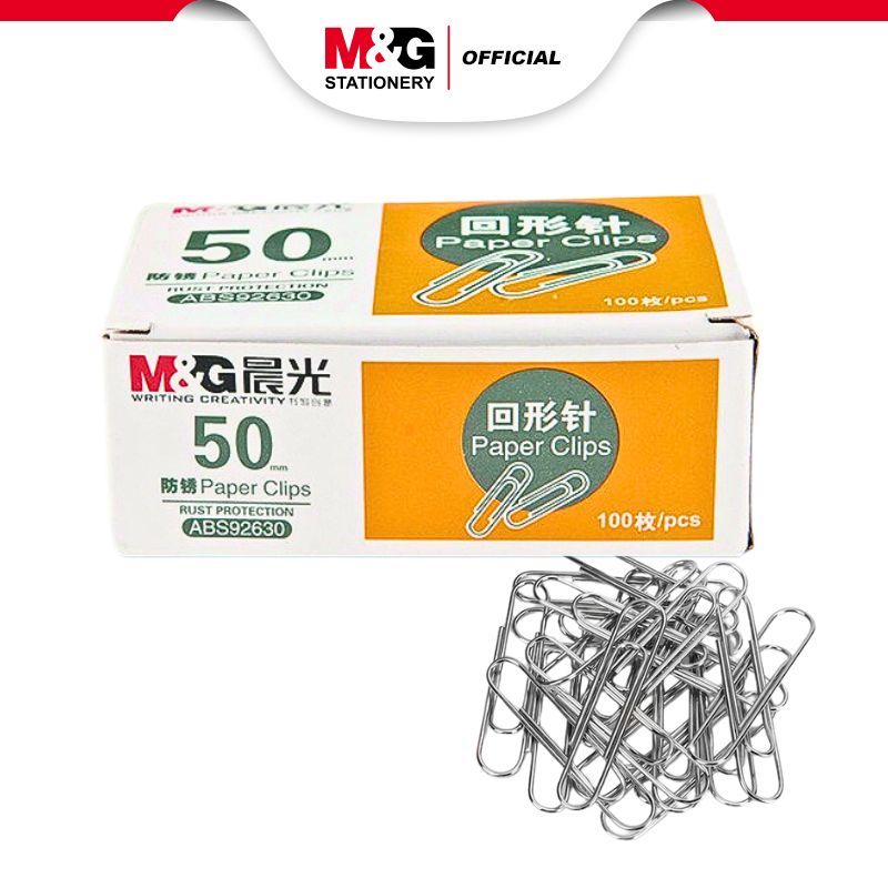 

M&G Silver Paper Clips 50mm / Klip Kertas Anti Karat 100pcs/box untuk Kebutuhan Kantor