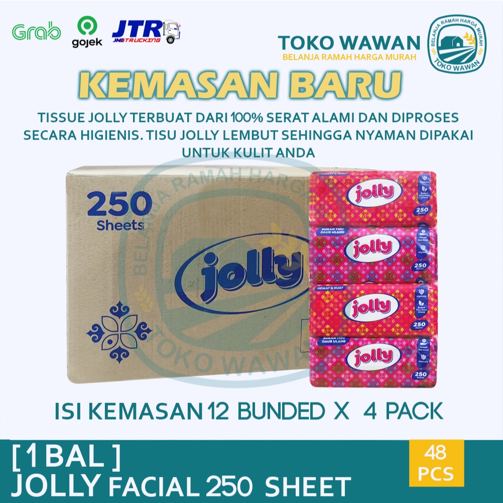 Tissue JOLLY Facial 250 Sheet Tisu by Paseo / 1 BAL / DUS isi 48 PCS