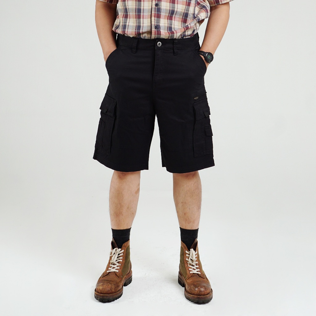 Celana MGEE Original - Celana Pendek Cargo Original MGEE Rows 010 Black CKPS