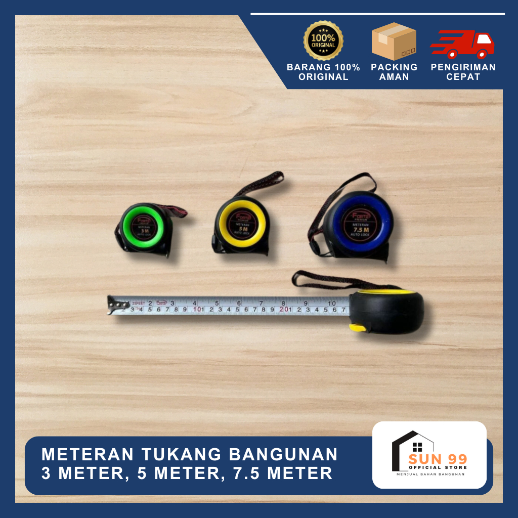 Meteran Magnet fortec / Alat Ukur Tukang / Meteran Tukang Bangunan 3 5 Dan 7.5 Meter