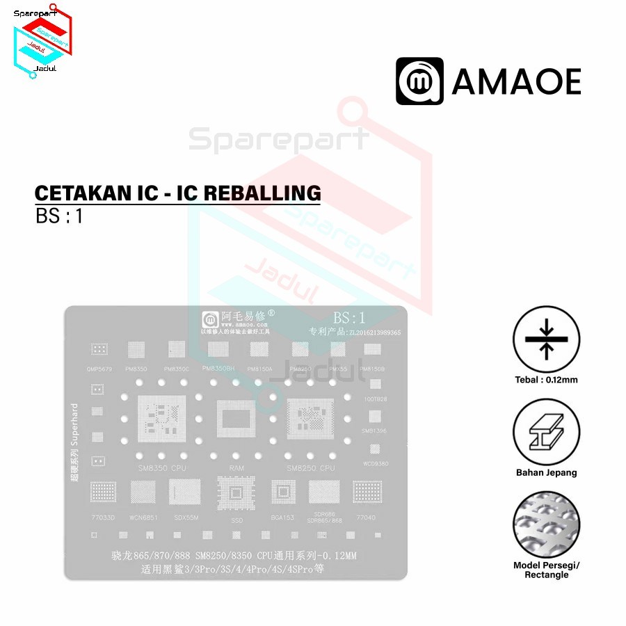 Amaoe BS 1 Cetakan IC BGA Reballing Stencil For Xiaomi Black Shark 3/3S/4/4S Pro SM8350 SM8250 CPU T