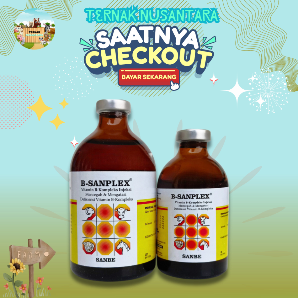 B SANPLEX 100ml & B SANPLEX 50ml - Vitamin B kompleks Hewan - Vitamin Sapi - Vitamin Kambing - Vitam