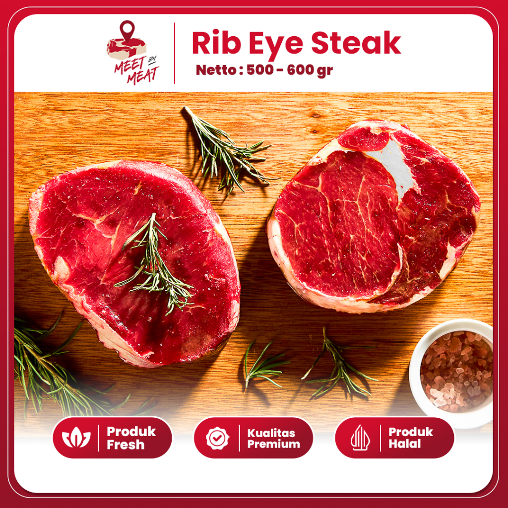 

Boneless Rib Eye Steak Daging Sapi Australia Pilihan Berat 500gr Juicy Empuk Best Quality Meetbymeat