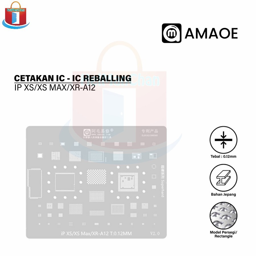 Amaoe Cetakan IC IP XS/XS MAX/XR-A12 BGA Reballing For Iphone XS/XS MAX/XR 0.12mm Cetakan Amaoe Orig