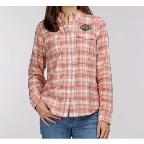 Harley-Davidson Retro Club Crew Flannel Shirt - Size S - Kemeja Flannel Wanita Original