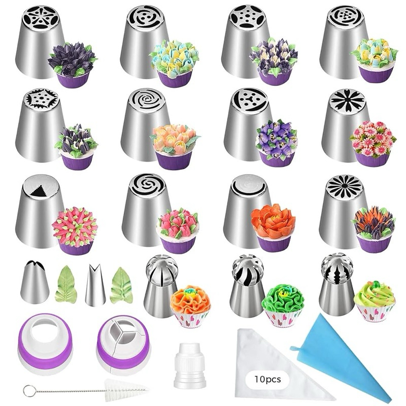 Spuit rusia set cake decoration russian tulip piping bag icing/Stainless Steel bunga mawar tulip