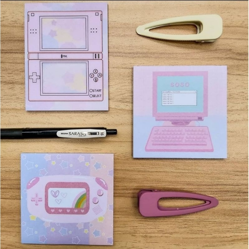 

Memo pad technology game console pink lucu