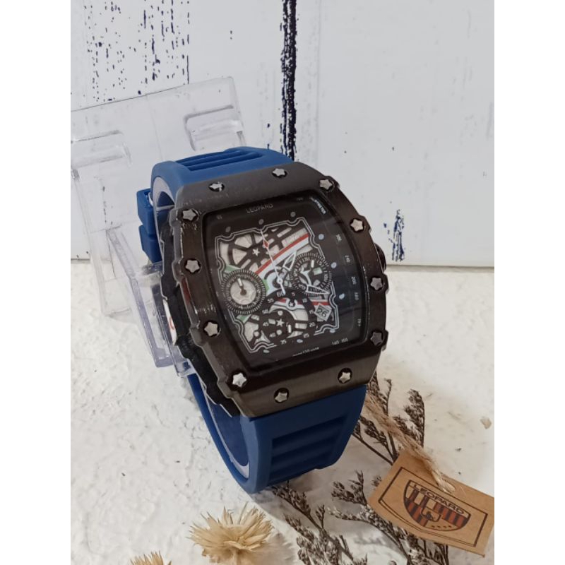 JAM TANGAN PRIA LEOPARD RUBBER ORIGINAL CRONO AKTIF